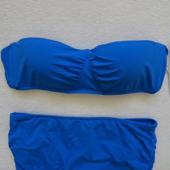 Jantzen Two Piece Swim Suit Women's Size 16 Blue Bandeau Top Swim Skirt - Picture 2 of 9